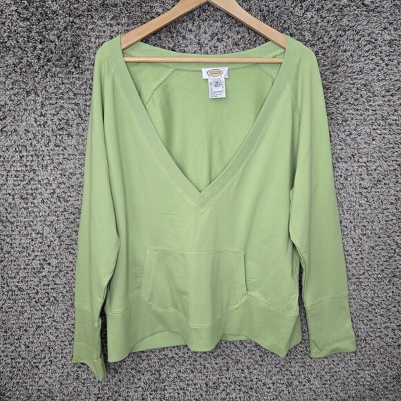 Talbots Sweater Womens XL Green Deep V Neck Cotton‎ Modal Stretch Casual Ladies - Picture 1 of 7